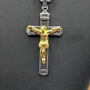 Stainless Steel Chain Necklace Jesus Cross Crucifix Valentines birthday gift New